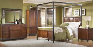 Abf-006 Panel Canopy Bedroom Set Kiln Dry Teak Mahogany Wooden Indoor Furniture