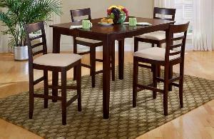 Adf-12 Bar Dining Set Square Table Teak Mahogany Wooden Indoor Furniture Kiln Dry