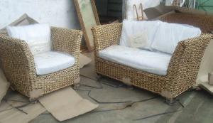 Bari Sofa Set Arm Chair, Coffee Table Banana Leaf Woven Rattan Furniture