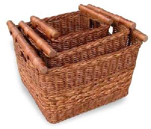 Square Rattan Basket Box In Set Woven Furniture