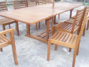 Wina Teak Teka Garden Dining Set Stacking Chair, Rectangular Table, Outdoor Cabinet, Umbrella Furnit