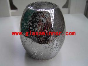 glass t light holder dark silver