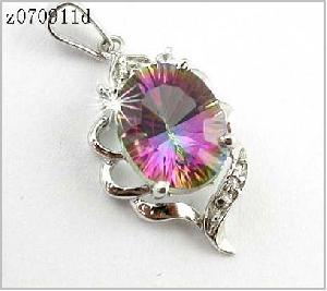 Manufactory For Sterling Silver Natural Rainbow Pendant, Tourmaline / Smoky Quartz Ring, Earring