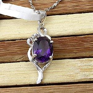 Sell Sterling Silver Natural Amethyst Pendant, Blue Topaz Ring, Prehnite Bracelet, Silver Jewelry