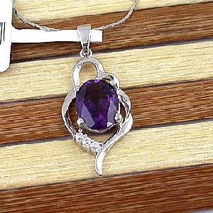 Sell Sterling Silver Natural Amethyst Pendant, Moonstone Earring, Rhodium Plated Jewelry, Ring