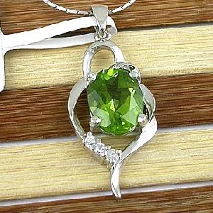 sterling silver olivine pendant rhodium plating jewelry