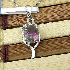 Sell Sterling Silver Natural Rainbow Pendant, Beacelet, Olivine Ring, Tourmaline / Ruby Earring, Rin