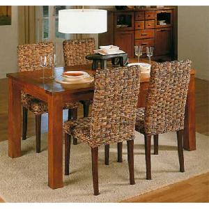 ar 51 minimalist banana abaca dining mahogany table wooden woven rattan furniture indonesia