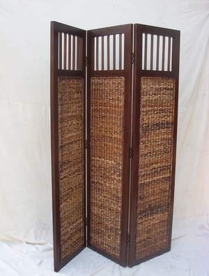 ara 084 java room devider 3 doors banana abaca mahogany frame woven rattan furniture