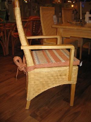 Ardc-098 Germany Rattan Mahogany Dining Chair With Armrest Cushion Woven Furniture