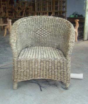 Trangsan Bonsu Sea Grass Armchair Woven Rattan Furniture Gliss Brown Color