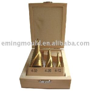 Hss Step Drill Set In Wooden Box