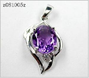 Sell Sterling Silver Natural Amethyst Pendant, Semi-precious Stone Ring, Ruby Earring, Bracelet