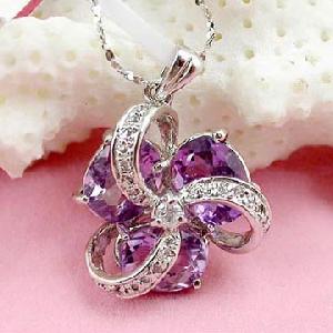 Sell Sterling Silver Natural Amethyst Pendant, Silver Jewelry, Olivine / Ruby Bracelet, Earring, Rin