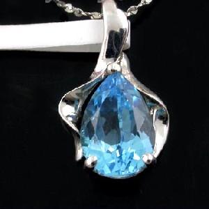 sterling silver blue topaz pendant fashion cz jewelry gemstone ring