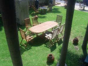 Curve Horisontal Slats Reclining Set Outdoor Garden Patio Teak Teka Furniture Bali Indonesia