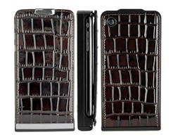 detachable textured crocodile magnetic flip leather case cover apple iphone 3gs 3g coffe