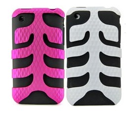 Plastic Fishbone Black Silicone Case For Apple Iphone 3gs Iphone 3g White And Pink