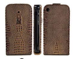 textured crocodile magnetic flip leather case cover apple iphone 3gs 3g brown