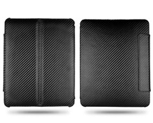 Carbon Fiber Magnetic Filp And Folder Leather Slim Hard Case For Ipad Black