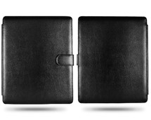 Leather Snap Fastener Flip Case Cover Pouch For Ipad Black