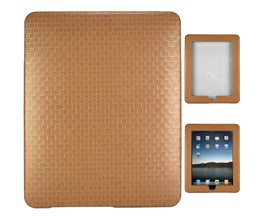 texture weave leather skin case ipad brown