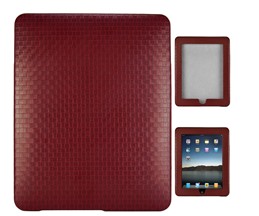 Texture Weave Leather Skin Case For Ipad Red