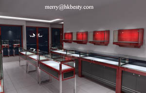 Cabinet Showcases For Jewelry In China Red Store