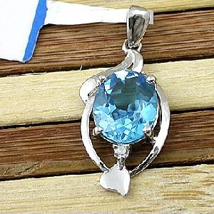 Sell Sterling Silver Natural Blue Topaz Pendant, Ring / Beacelet, Tourmaline Earring, Silver Ring