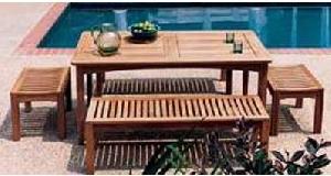 teak dingklik benches seater rectangular table knock garden furniture