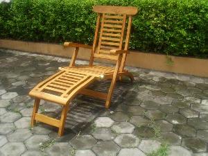 teak jepara bali steamer chair horizontal slats five position brass kiln dry garden furniture