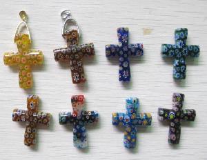 millefiori glass cross pendant wholesale