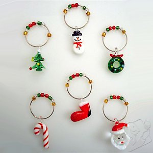 Wholesale Christmas Glass Wine Charms