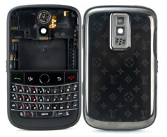 Full Housing Faceplate Cover Matte Frame With Black Metal / Star Design For Blackberry Bold 9000