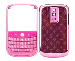 Housing Cover Keypad Pink Metal / Star Design For Blackberry Bold 9000