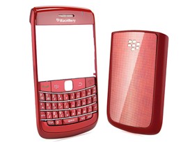 Housing Faceplate Cover With Keypad / Metal Dot Battery Cover Red For Blackberry Bold 9700 9020