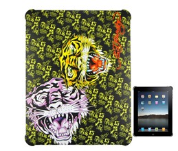 Textured Tiger Head Ed Tattoo Hard Back Case Cover For Ipad Black Ipad Case