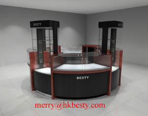 Dark Color Led Light And Glass Showcase, Cabinet, Counter For Jewelry In Showroom