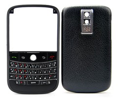 Blackberry Bold 9000 Housing Cover Keypad Matte Frame With Black And Silver Leather