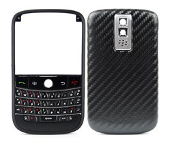 Blackberry Bold 9000 Housing Cover Keypad Matte Frame With Black And Silver Oblique Stripes