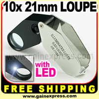 10x jeweler loupe magnifier 21mm lens led light