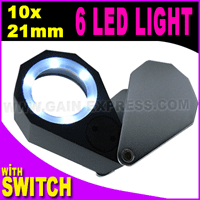 10x jeweler loupe magnifier led light 21mm lens