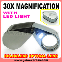 30x Magnifying Optical Glass Led Light Jeweller Loupe