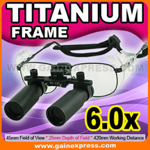 6.0x Dental Loupes Surgical Medical Titanium Frame