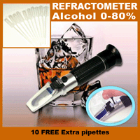 Alcohol Refractometer, 0-80% Beer, Whisky, Vodka, Wine