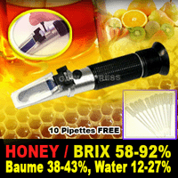 Honey Refractometer Baume Brix Water 58-92% Atc , Bees