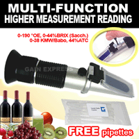 Refractometer 0-190 Degree Oe 0-38 Kmw 0-44% Brix Sugar Wine