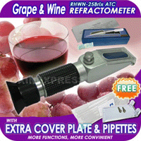 New Grape Wine Alcohol Refractometer 0-25% , Brix 0-40%