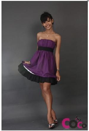 purple cotton party tube dress ribbon