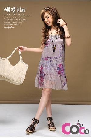 purple lace collar slip lady silk dress